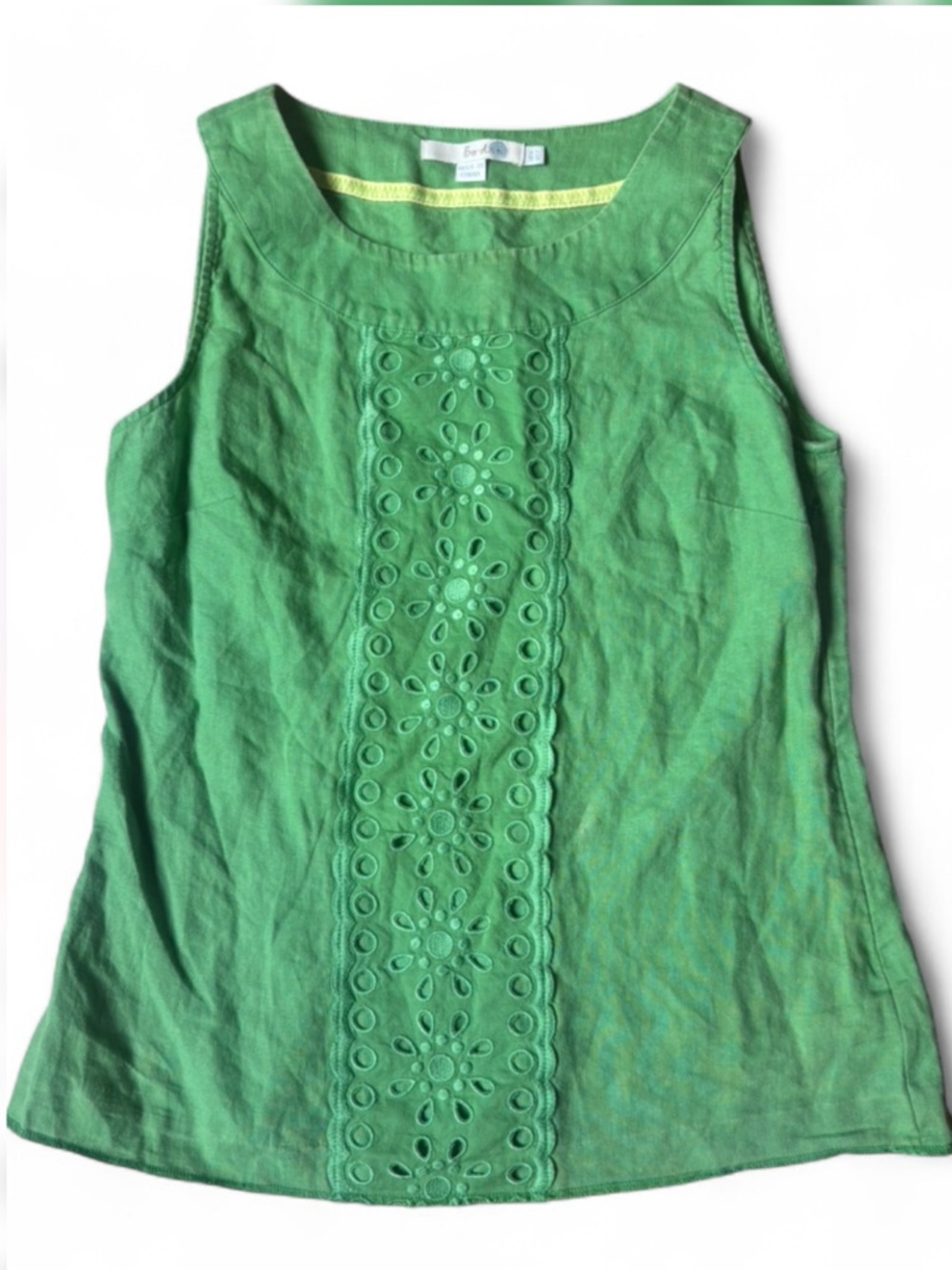 Vtg Green Biden Broderie Tank
